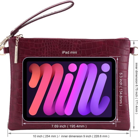 Vegan Clutch Bag Faux Leather Compact Multi-Use Evening Purse - Picture 5 of 6